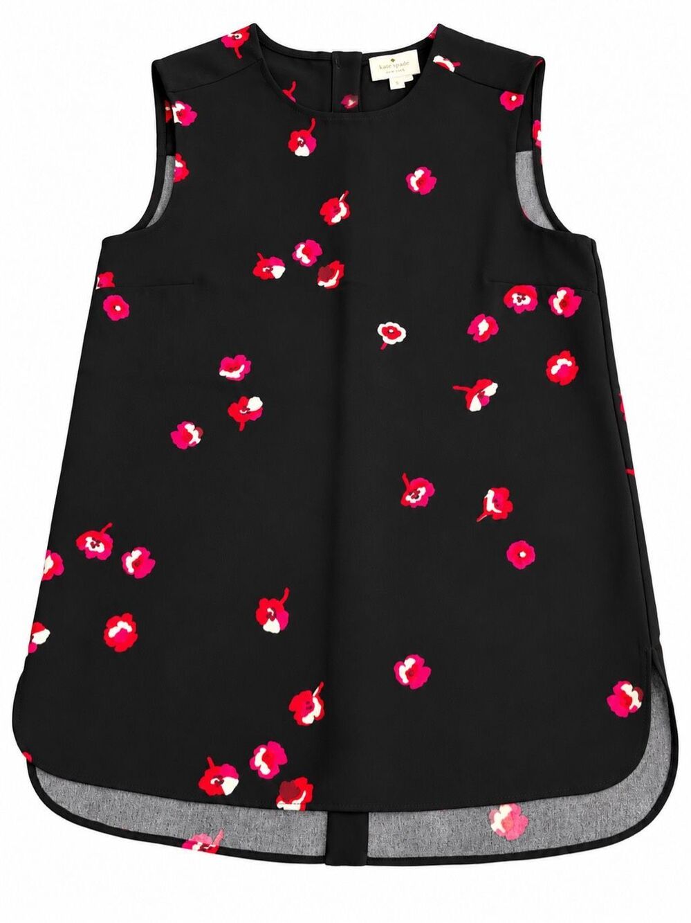 Kate Spade New York Cherry Blossom Floral Sleeveless Blouse Black Pink Size 2